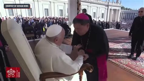 Cagayan de Oro Archbishop Cabantan greets Pope Francis at .